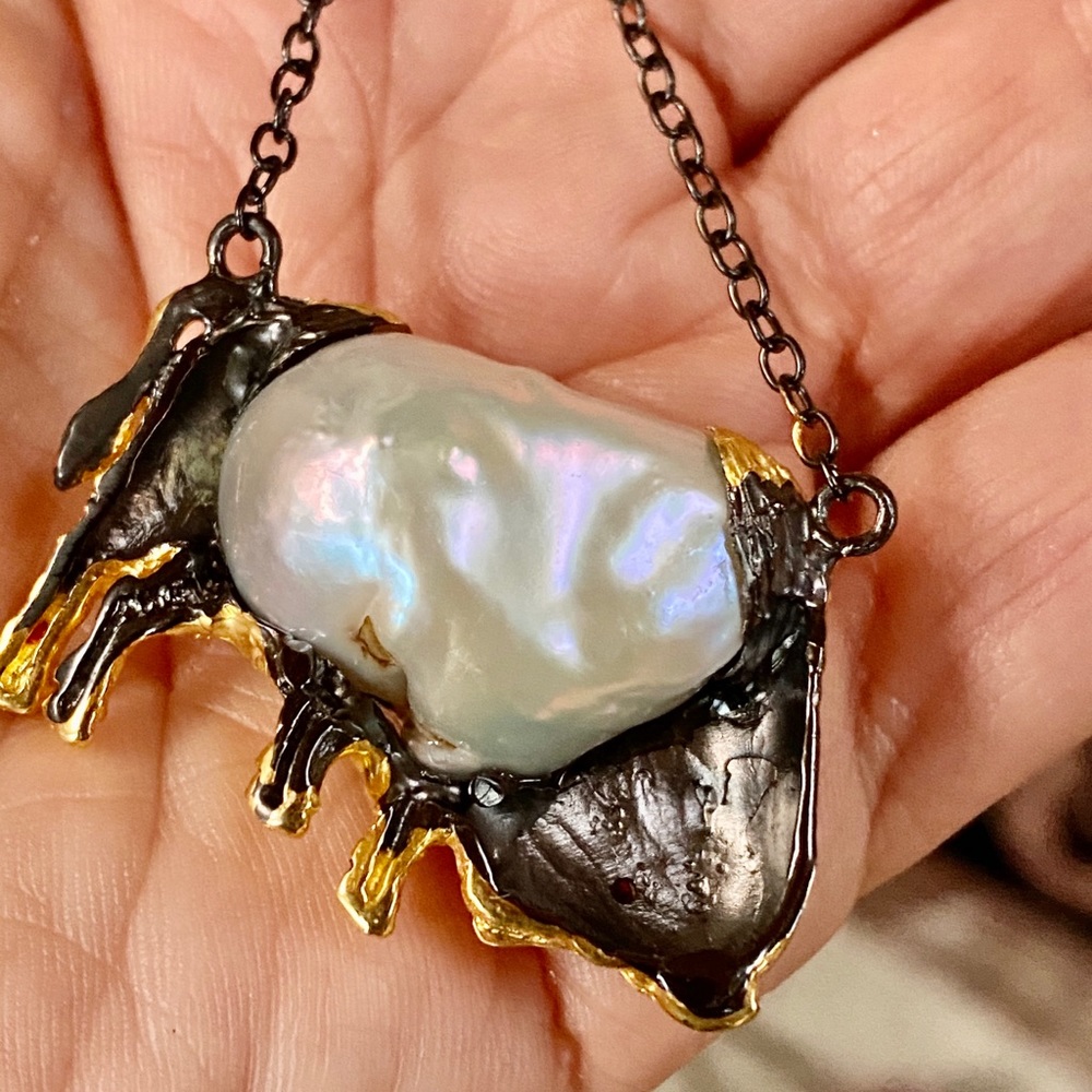 Genuine Baroque Pearl Sapphire Sterling Silver - Picture 5 of 6